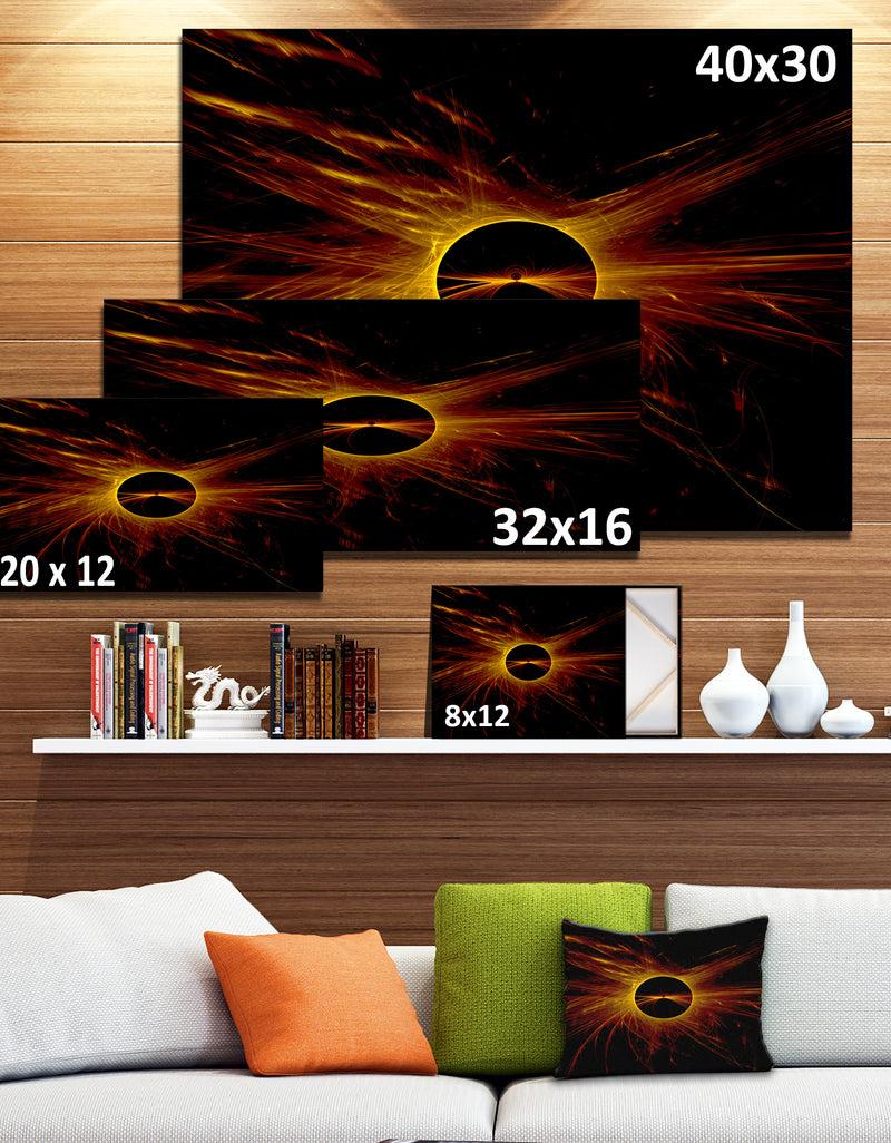 DesignQ Dark Solar Eclipse On Black - Extra Large Abstract Canvas Art Print