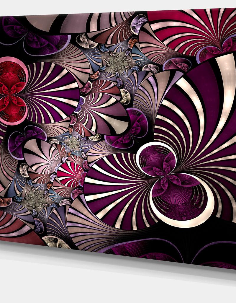 DesignQ Dark Violet Fractal Flower - Abstract Wall Art Canvas