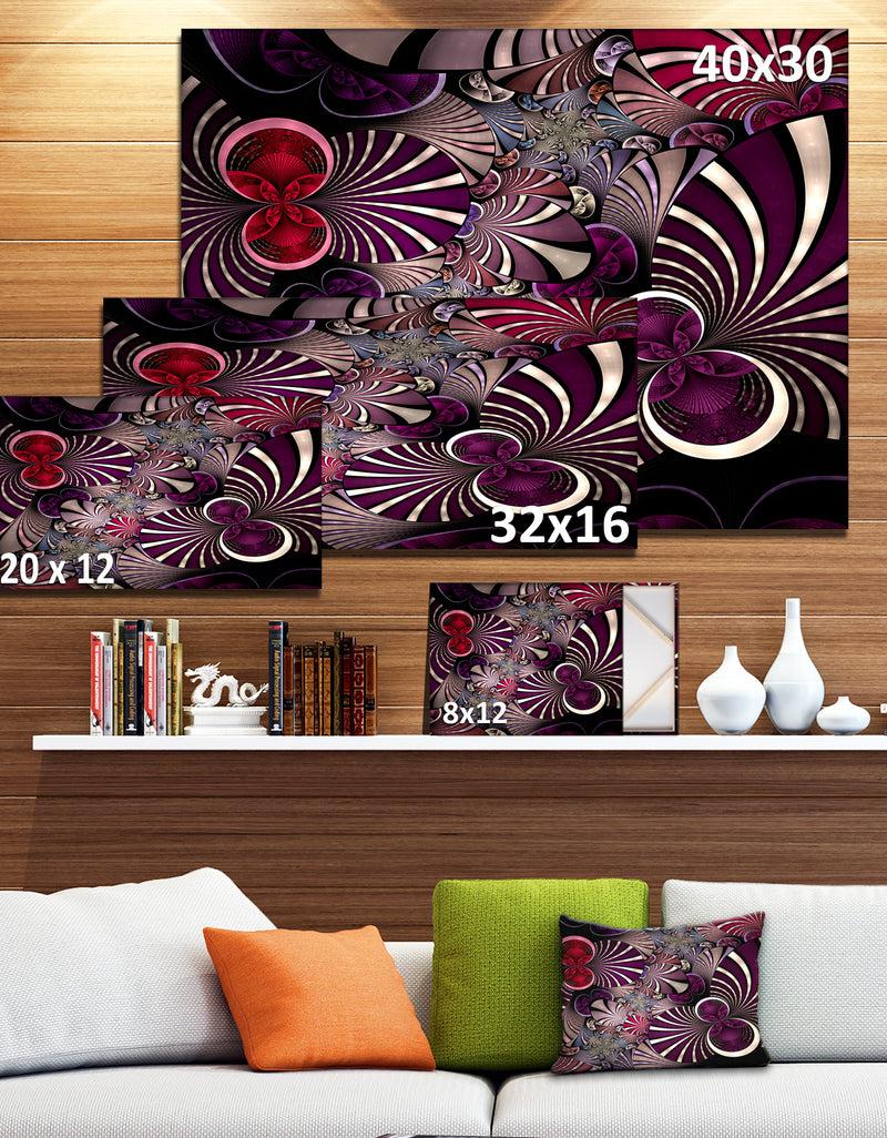 DesignQ Dark Violet Fractal Flower - Abstract Wall Art Canvas