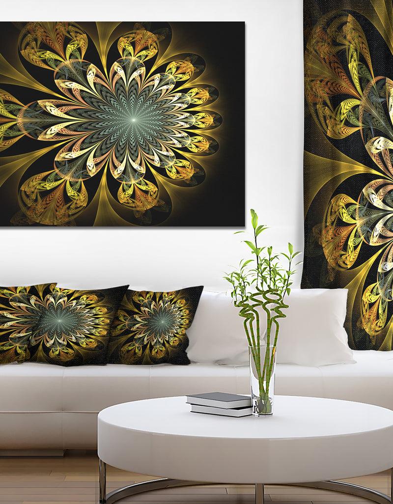 DesignQ Dark Yellow Digital Flower'Extra Large Abstract Canvas Art Print