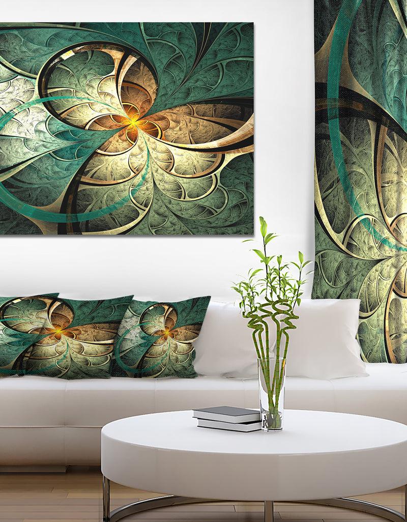 DesignQ Dark Yellow Green Fractal Flower - Abstract Wall Art on Canvas