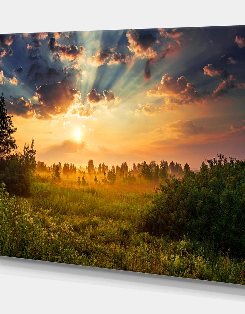 DesignQ Dawn In A Meadow - Landscapes Photography On Wrapped Canvas