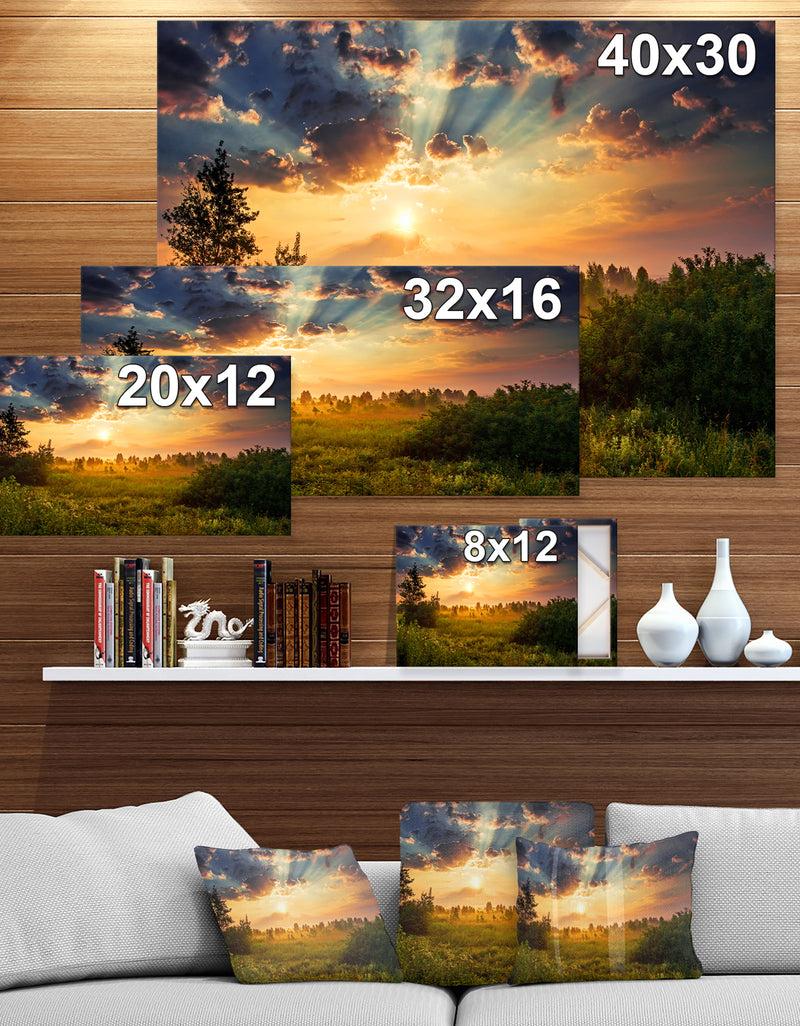DesignQ Dawn In A Meadow - Landscapes Photography On Wrapped Canvas