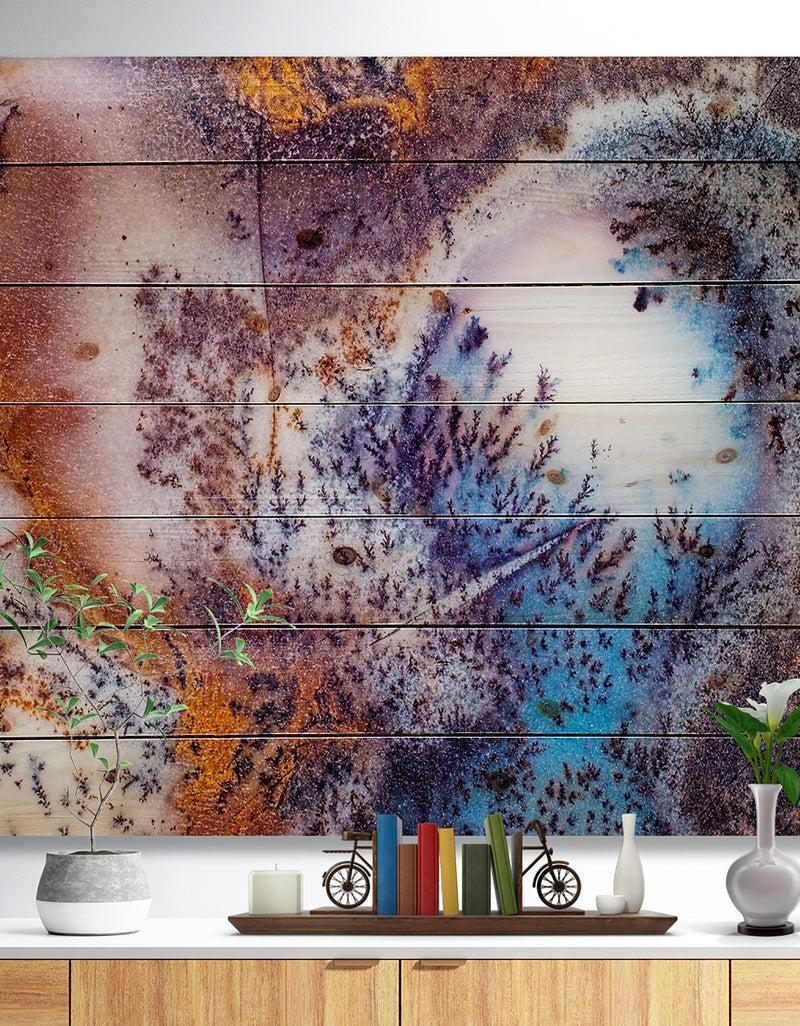 DesignQ Decorative Stone Moss Agate Close up - Stone Photographic Print on Natural Pine Wood