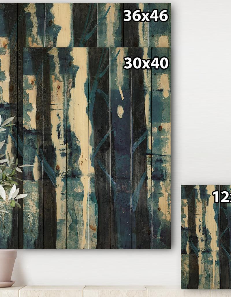 DesignQ Deep Woods II Indigo - Country Charm Print On Natural Pine Wood