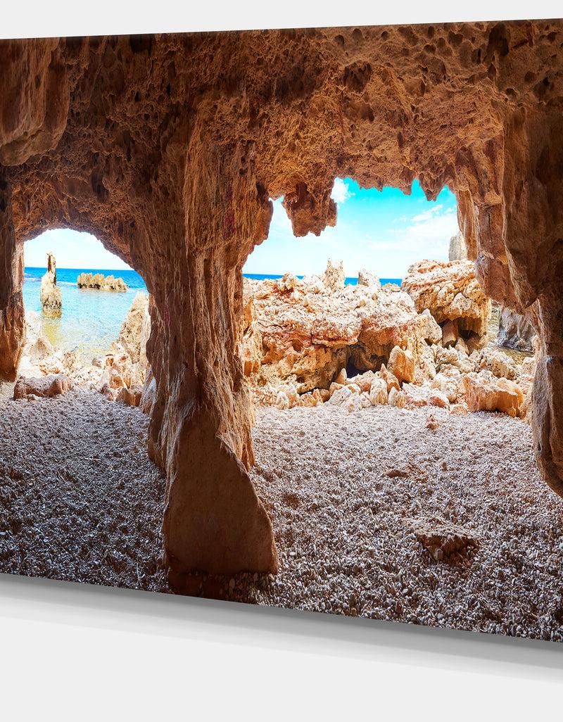 DesignQ Denia Las Rotas Beach Caves - Landscape Artwork Canvas