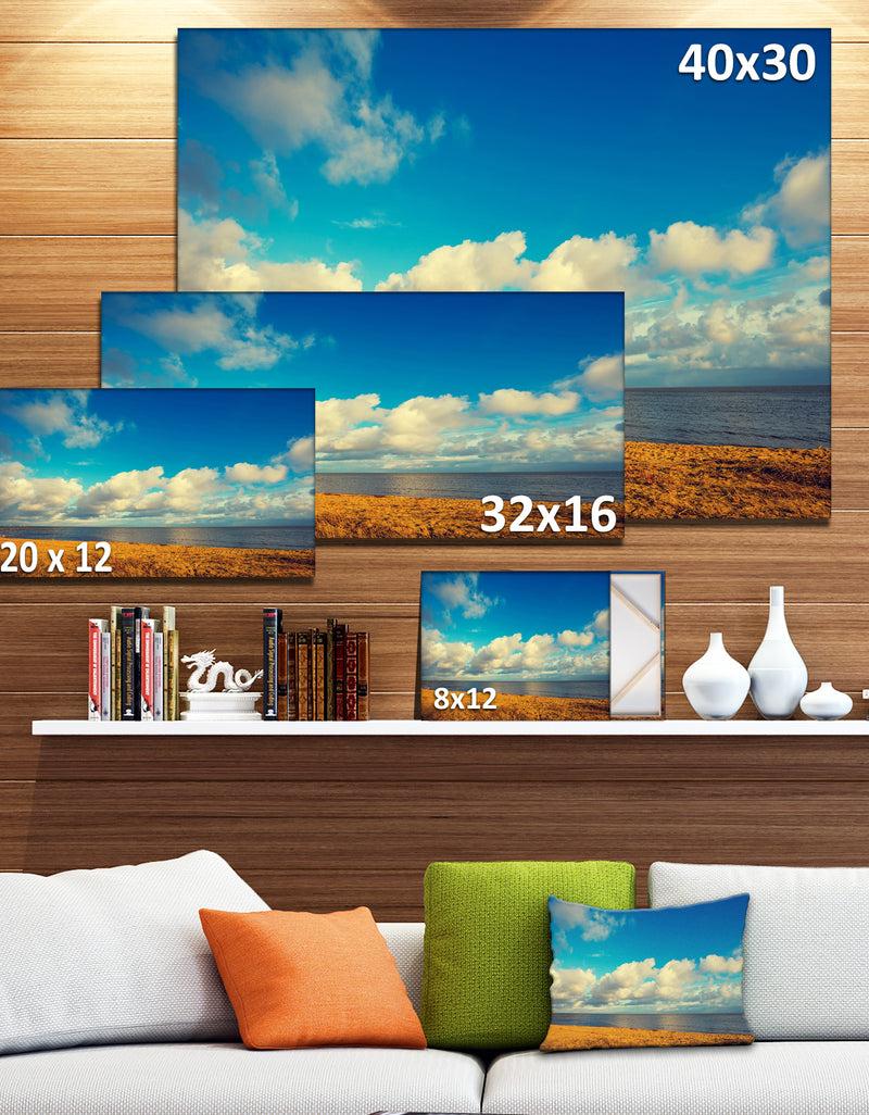 DesignQ Deserted Brown Sea Coastline - Landscape Artwork Canvas