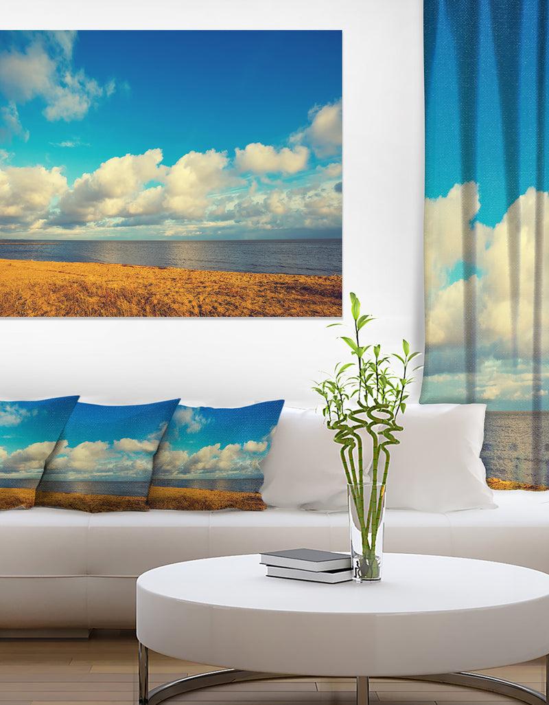DesignQ Deserted Brown Sea Coastline - Landscape Artwork Canvas