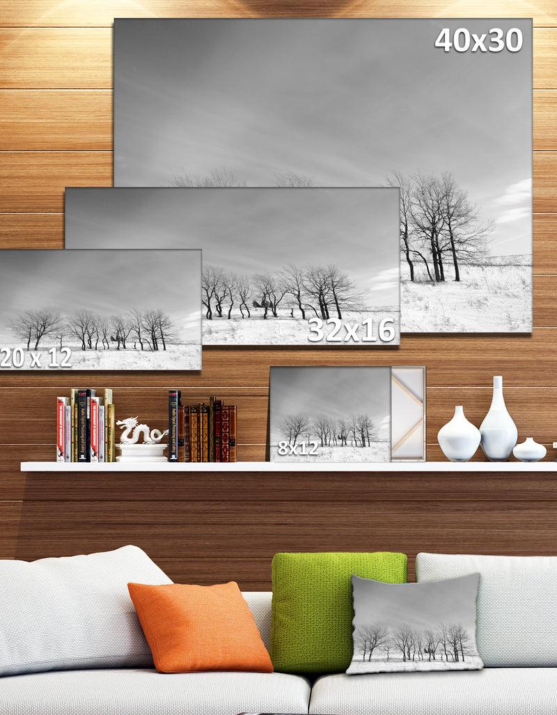 DesignQ Design Canvas Art Print 'Black And White Trees In Winter - Extra Large Landscape Canvas Art Print