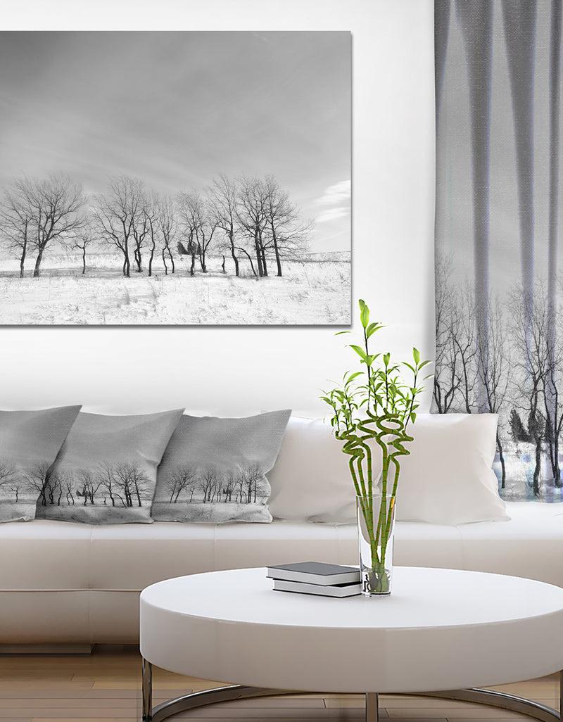 DesignQ Design Canvas Art Print 'Black and White Trees in Winter - Extra Large Landscape Canvas Art Print