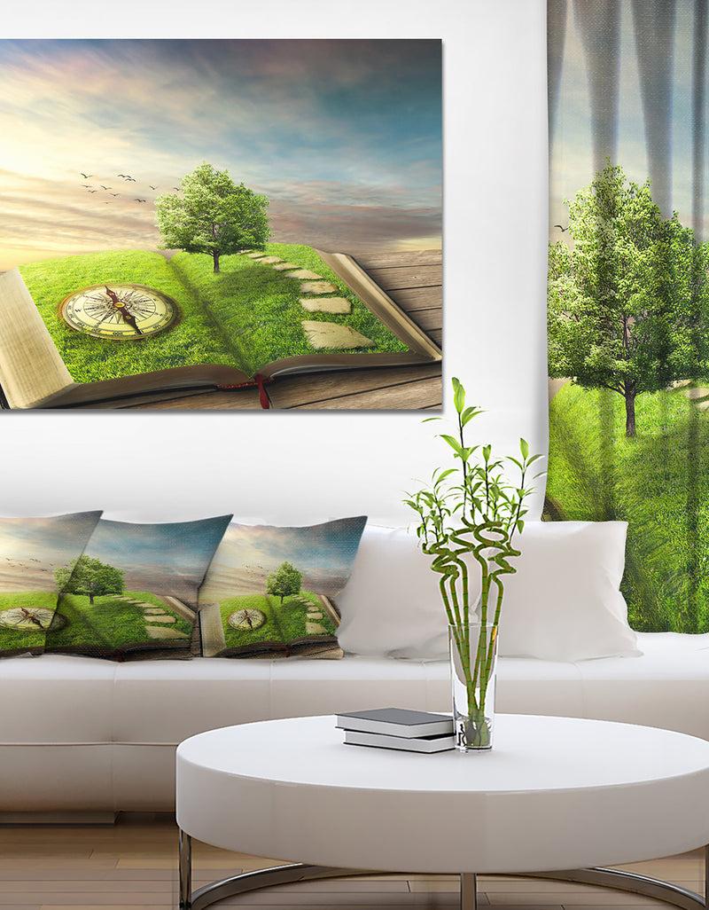 DesignQ Design Canvas Art Print 'Book of Life with Greenery - Large Landscape Canvas Art Print