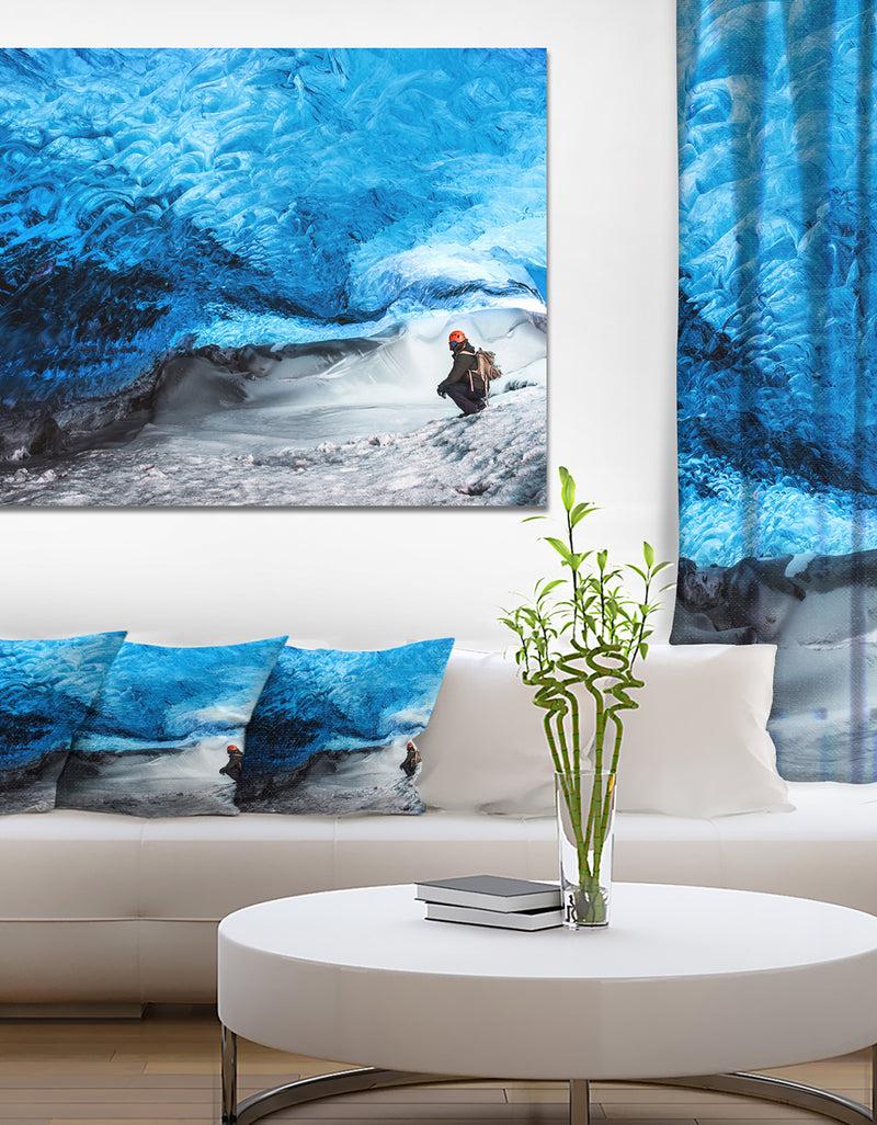 DesignQ Design Canvas Art Print 'Glacier Ice Cave of Iceland - Extra Large Landscape Canvas Art Print
