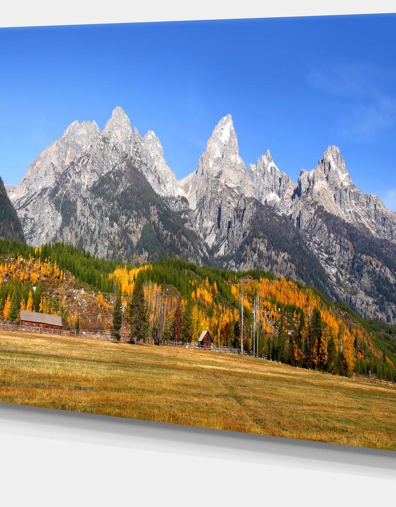 DesignQ Design Canvas Art Print 'Grand Tetons Panorama - Extra Large Landscape Canvas Art Print