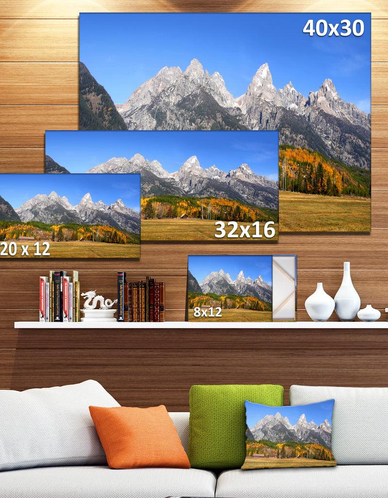 DesignQ Design Canvas Art Print 'Grand Tetons Panorama - Extra Large Landscape Canvas Art Print