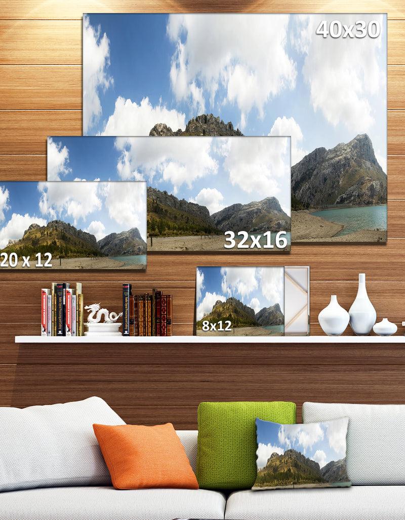 DesignQ Design Canvas Art Print 'Lake And Clouds Panorama - Extra Large Landscape Canvas Art Print