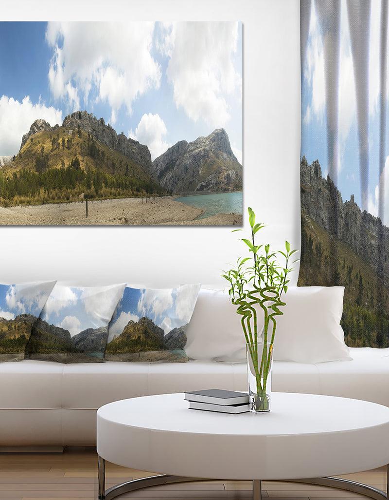 DesignQ Design Canvas Art Print 'Lake And Clouds Panorama - Extra Large Landscape Canvas Art Print