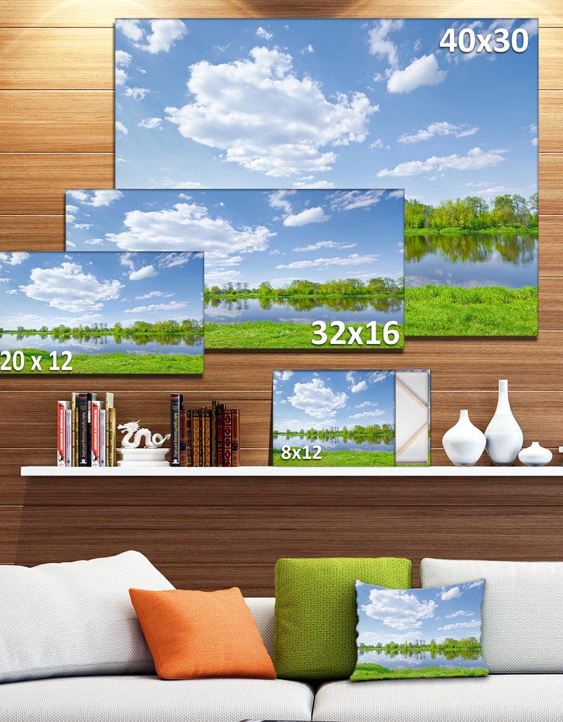 DesignQ Design Canvas Art Print 'Sunny Spring By Narew River - Extra Large Landscape Canvas Art Print