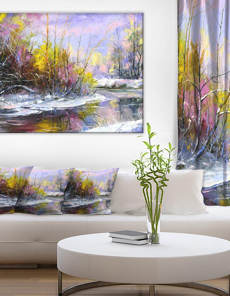 DesignQ Autumn River - Landscape Canvas Art Print