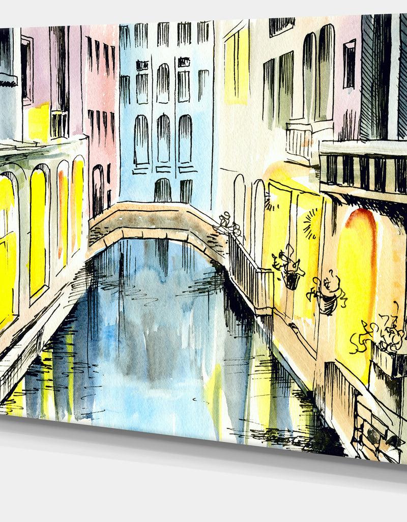 DesignQ Canal In Venice - Cityscape Canvas Artwork