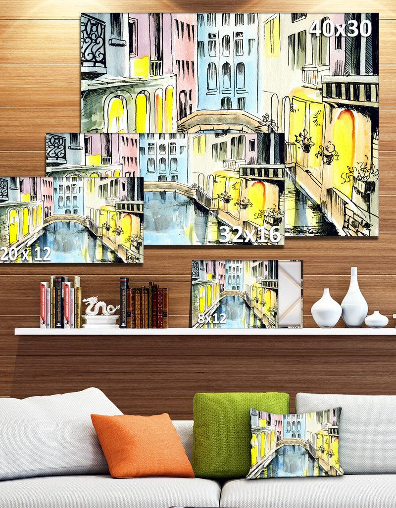 DesignQ Canal In Venice - Cityscape Canvas Artwork