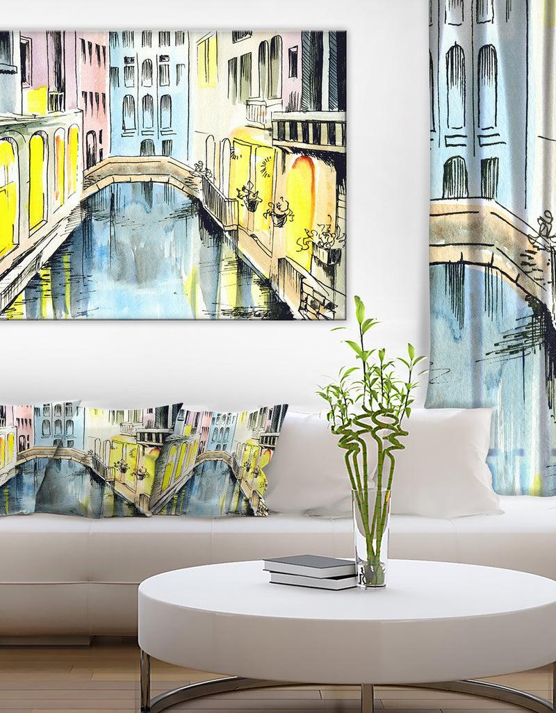 DesignQ Canal in Venice - Cityscape Canvas Artwork