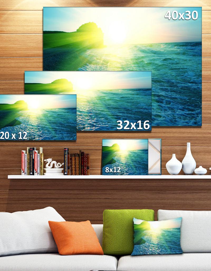 DesignQ Foaming Blue Waves - Seashore Canvas Art