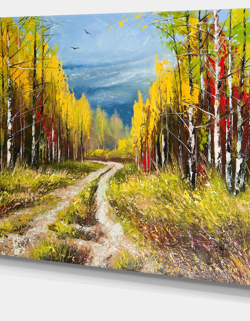 DesignQ Golden Autumn - Landscape Canvas Art Print
