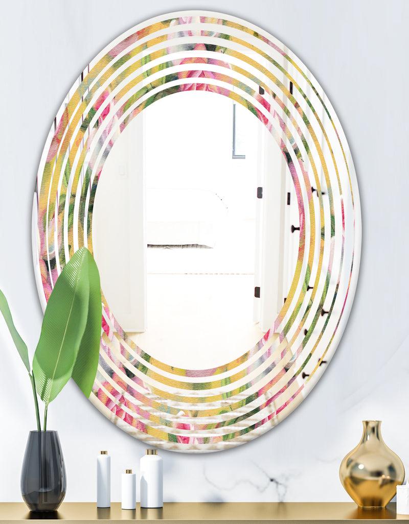 DesignQ Hand - Modern Round Or Oval Wall Mirror - Wave
