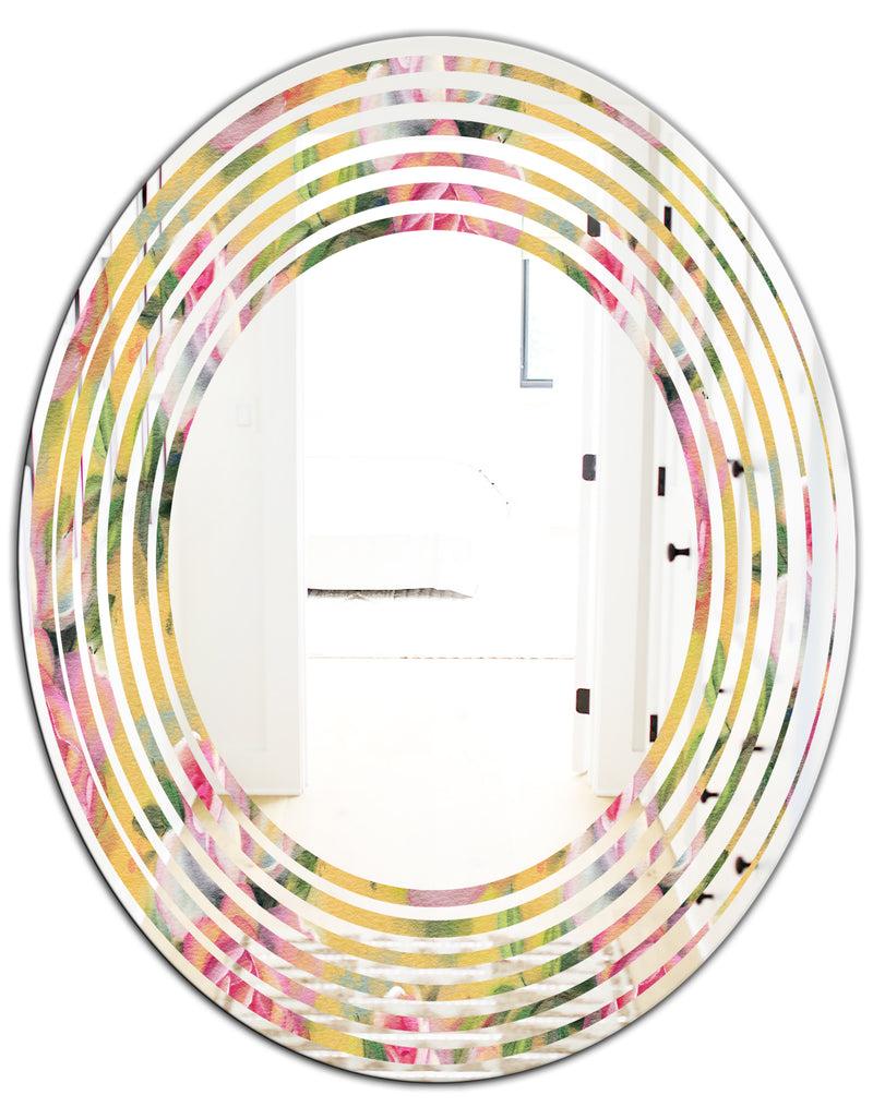 DesignQ Hand - Modern Round Or Oval Wall Mirror - Wave