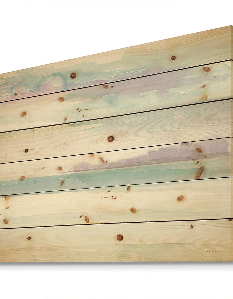 DesignQ Horizon - Coastal Print On Natural Pine Wood