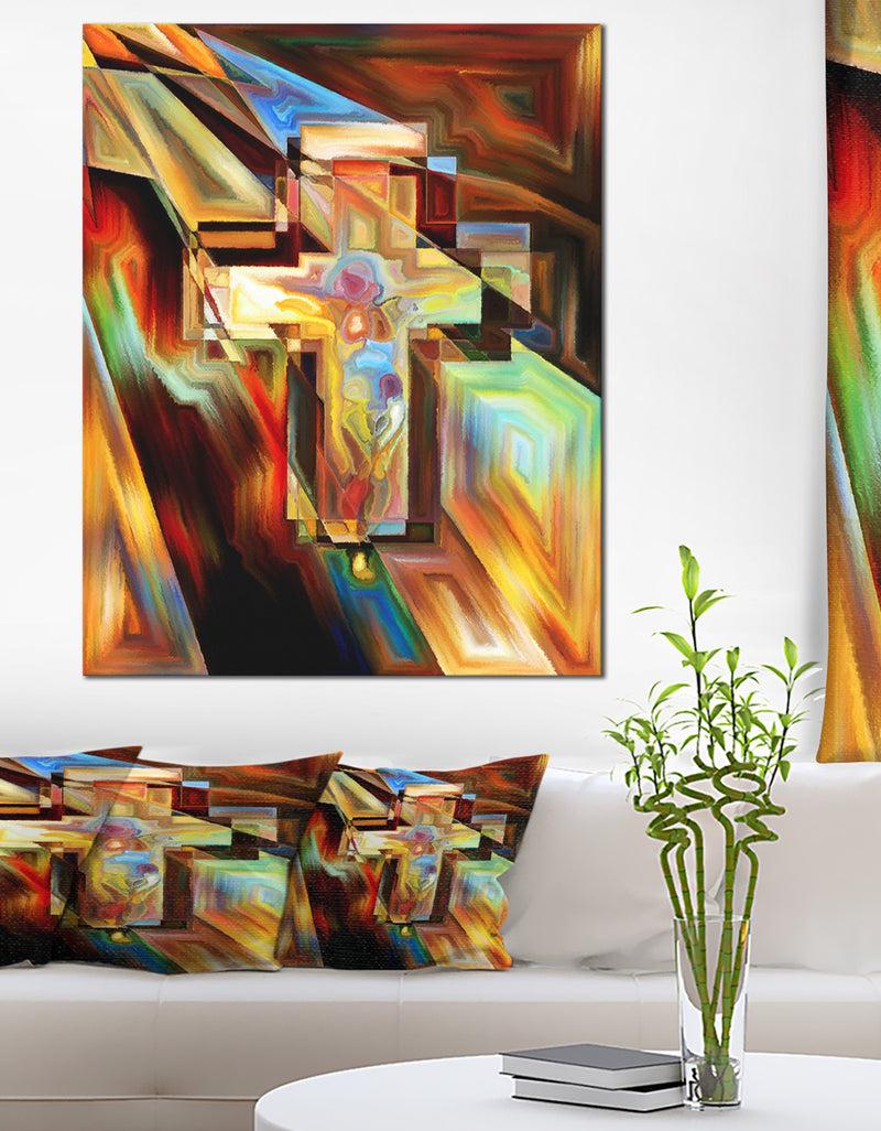 DesignQ Light of the Cross - Abstract Canvas Artwork