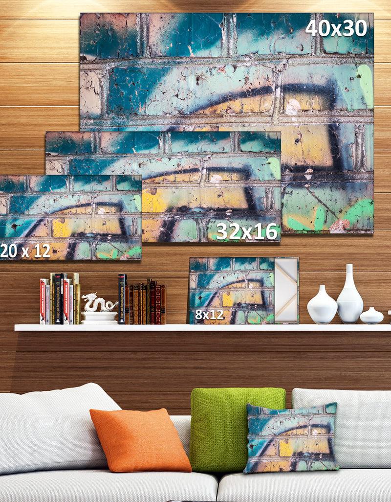DesignQ Old Brick Graffiti - Street Art Canvas Print