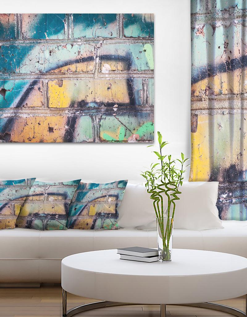 DesignQ Old Brick Graffiti - Street Art Canvas Print