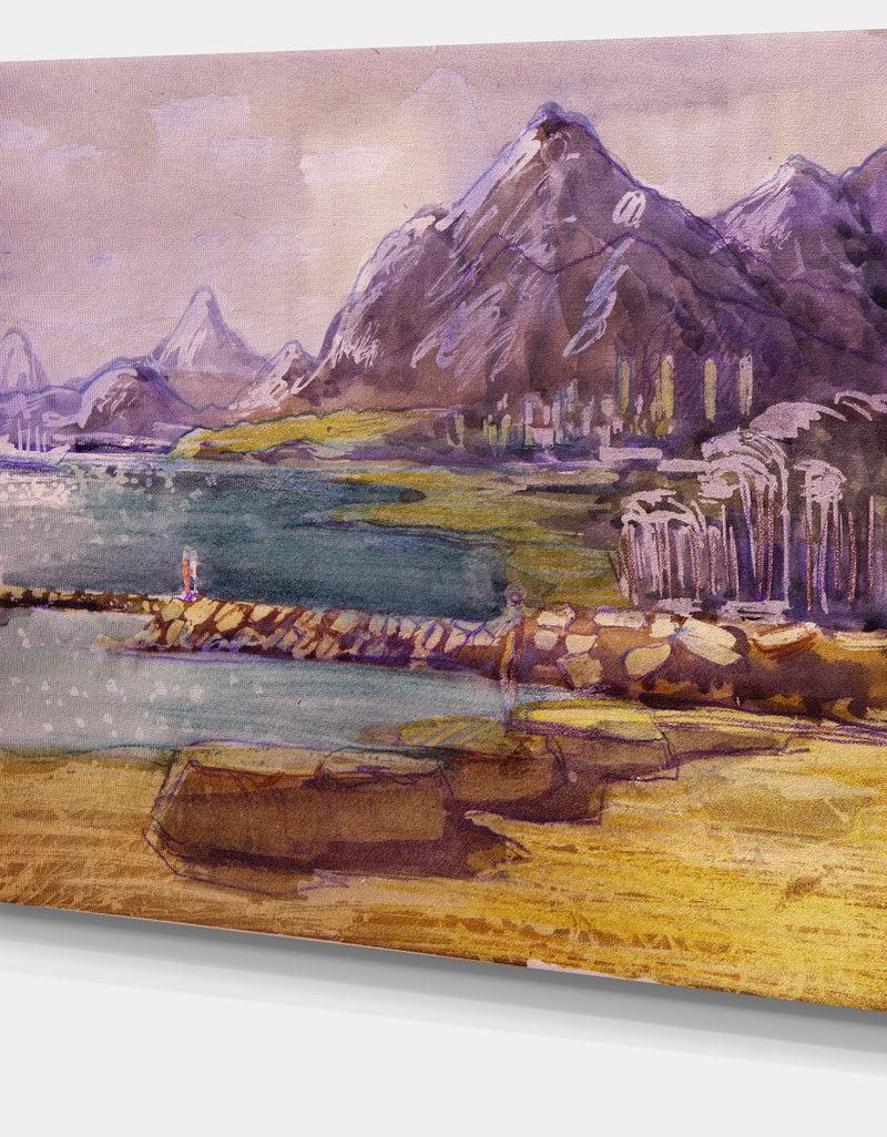 DesignQ Purple Hills - Landscape Canvas Art Print