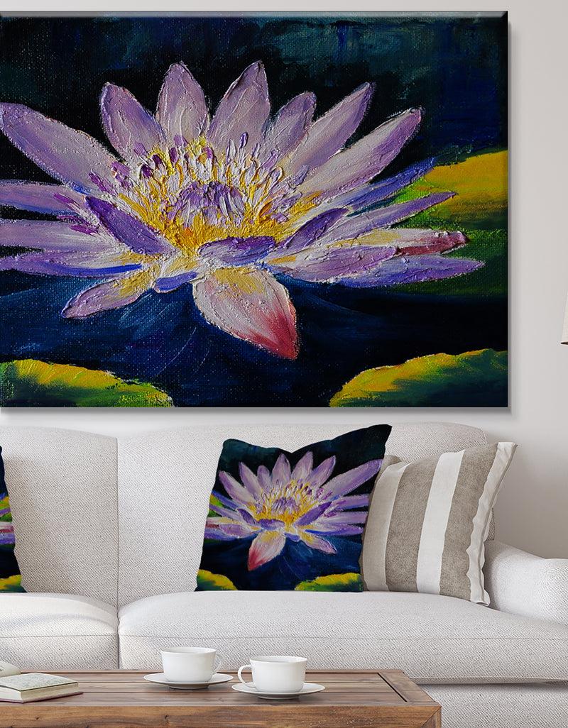 DesignQ Purple Lotus Flower - Floral Canvas Print