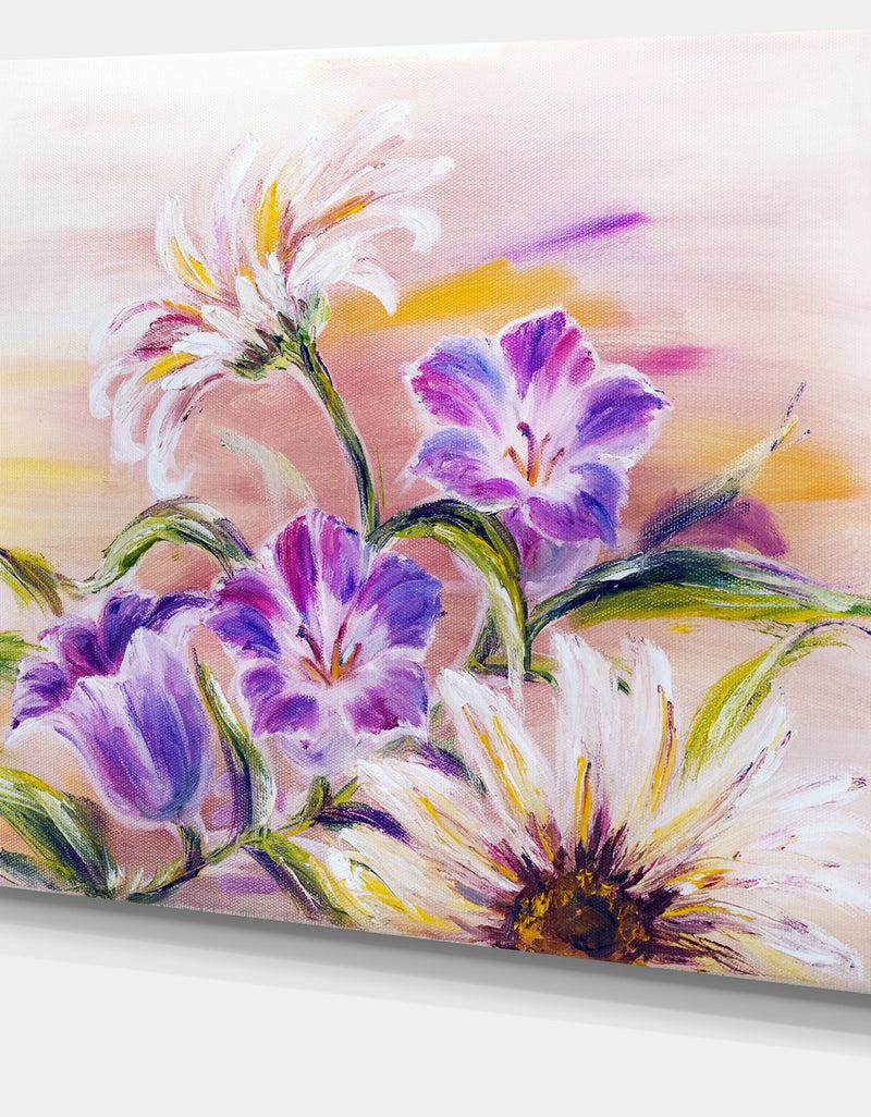 DesignQ Purple Wildflowers - Floral Canvas Art Print