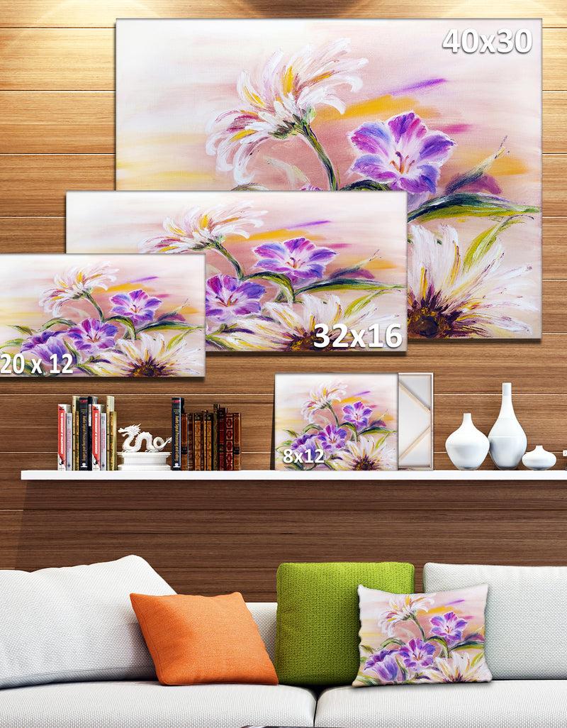 DesignQ Purple Wildflowers - Floral Canvas Art Print