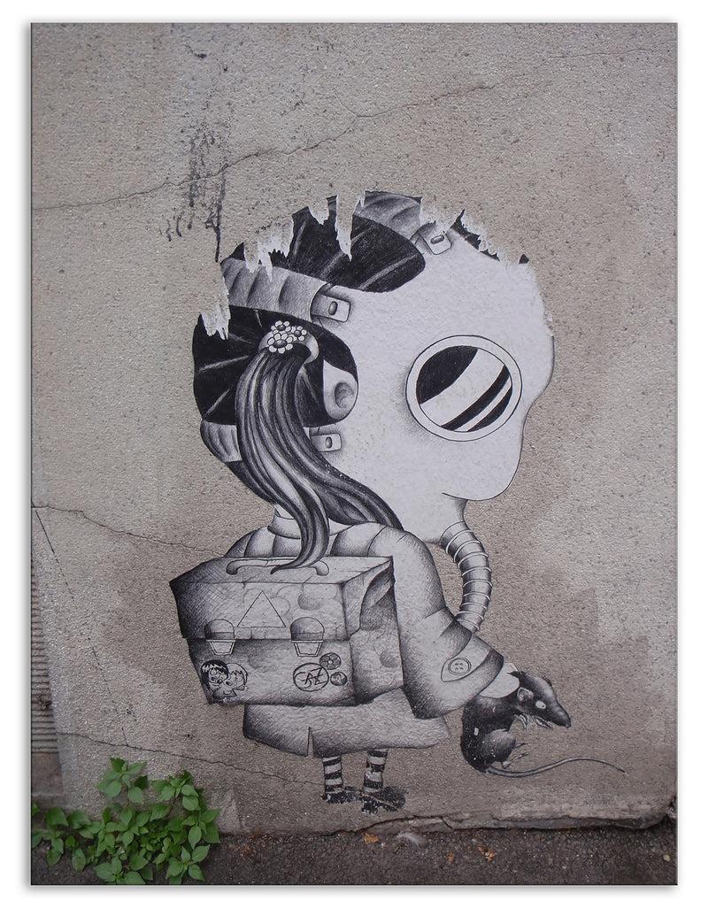 DesignQ Rat Catcher Robot - Street Art Canvas Print