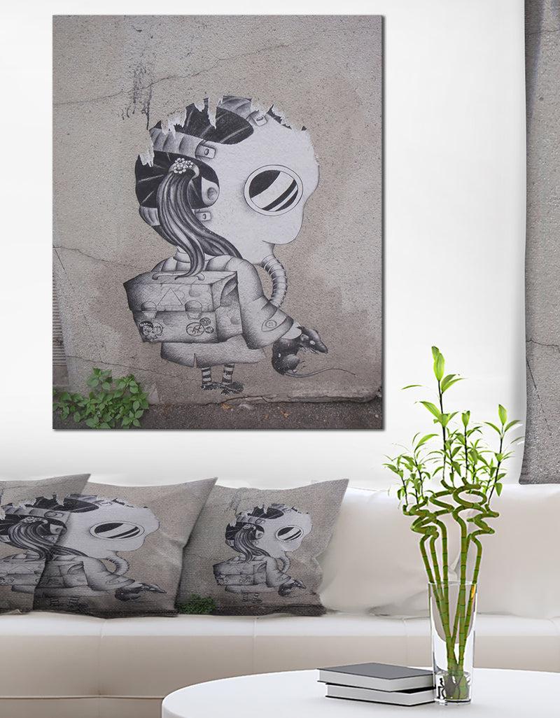 DesignQ Rat Catcher Robot - Street Art Canvas Print
