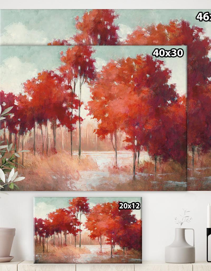 DesignQ RW Autumn Lake - Cottage Canvas Wall Art