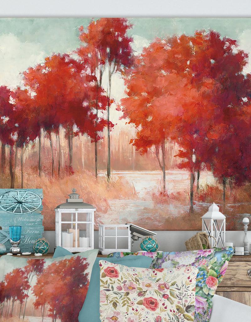DesignQ RW Autumn Lake - Cottage Canvas Wall Art