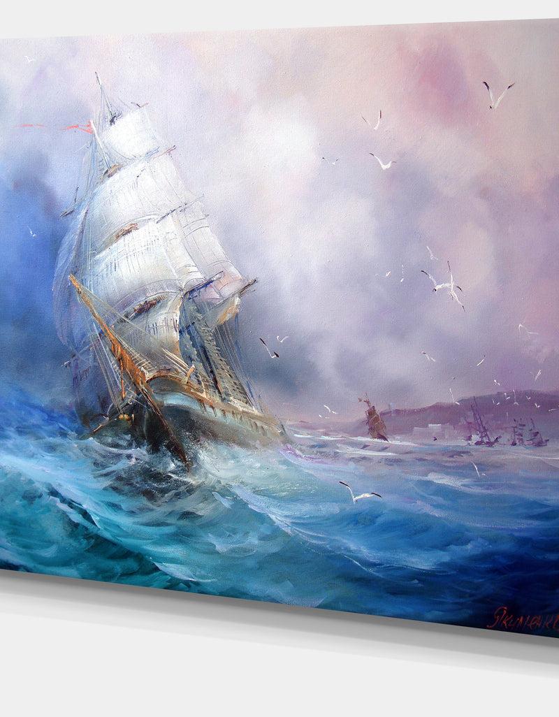 DesignQ Sea Breeze - Seascape Painting Canvas Print