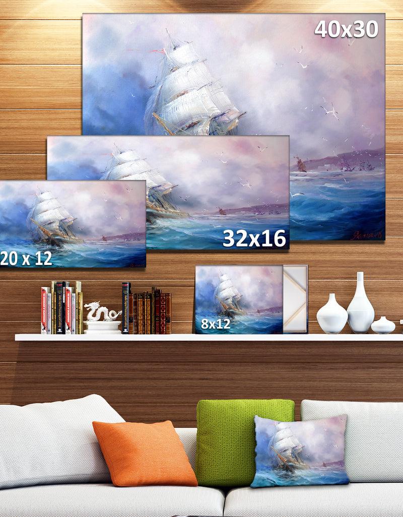 DesignQ Sea Breeze - Seascape Painting Canvas Print