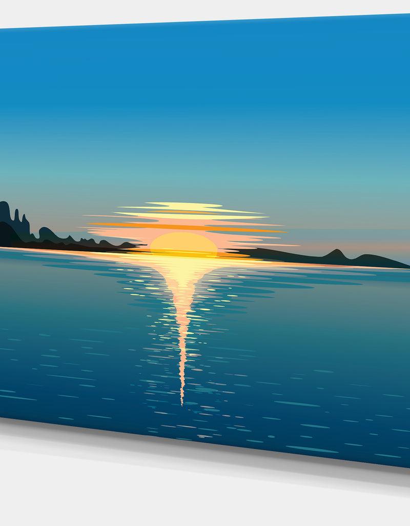 DesignQ Sea Sinking Sun - Seascape Art Canvas Print