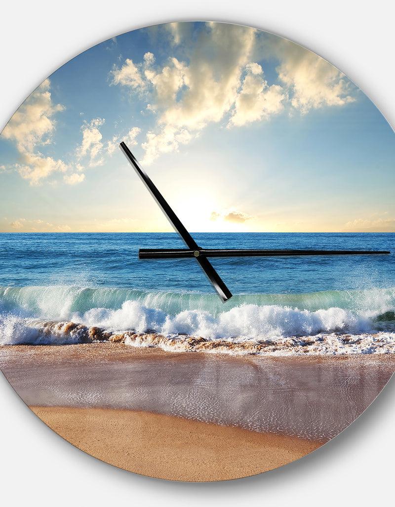 DesignQ Sea Sunset - Oversized Coastal Wall CLock
