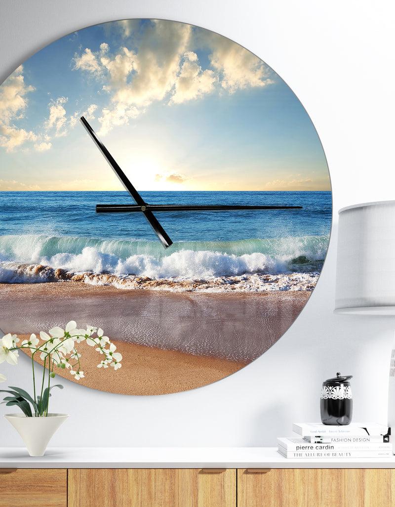 DesignQ Sea Sunset - Oversized Coastal Wall CLock