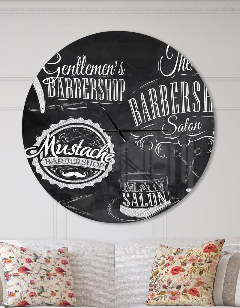 DesignQ Set Barbershop - Oversized Modern Wall CLock