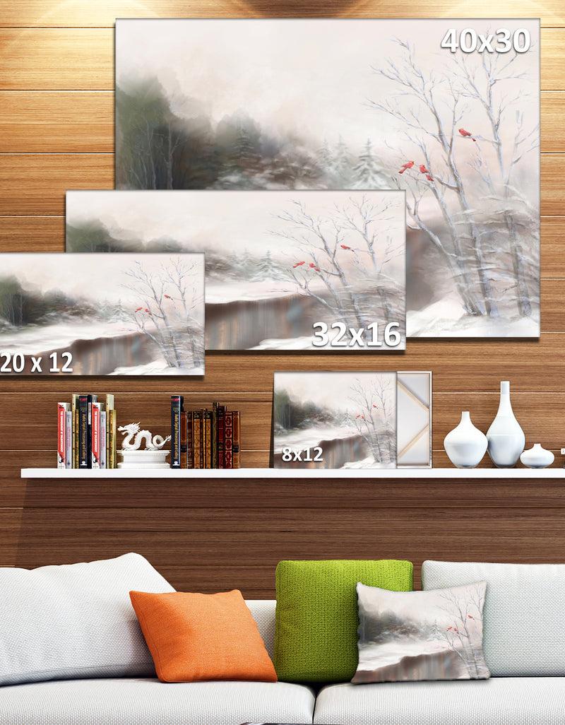 DesignQ Snowy Silence - Landscape Canvas Artwork
