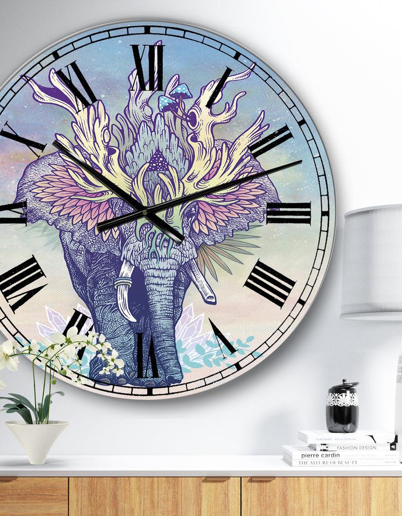 DesignQ Spirit Elephant - Large Modern Wall Clock
