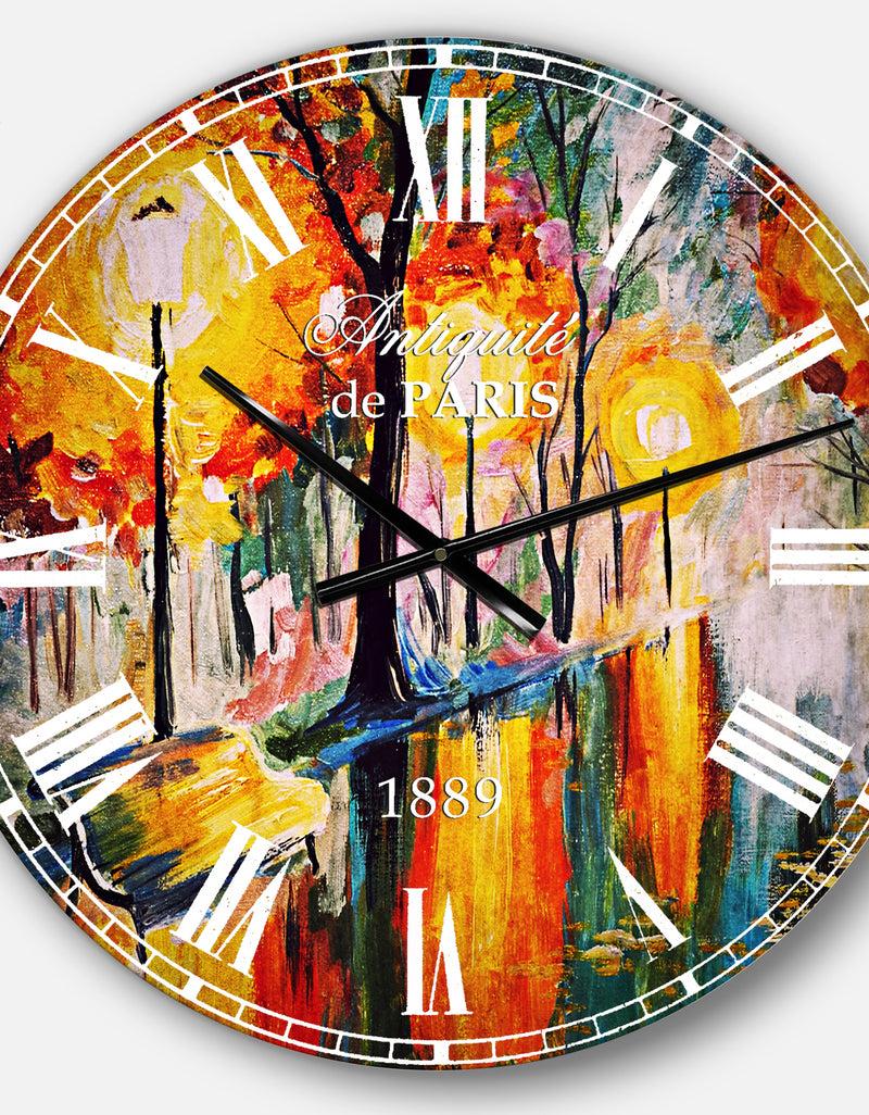 DesignQ Street In Autumn - Landscape Wall CLock